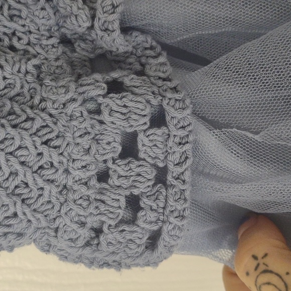 Fairy crochet balletcore ruffle/tulle/tutu flowy blue dress S/M - Picture 4 of 8